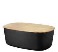 RIG-TIG Bread Bin Box-IT - Storage for Bread, Rolls, Biscuits, Pastries - Bamboo Lid Serves as Cutting Board - Scandinavian Design, Kitchen Accessory - Black