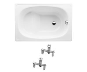 Riga 105x70 cm baignoire gain de place 120 L en acier émaillé avec pieds, gauche et droite, blanc (3400-SET)