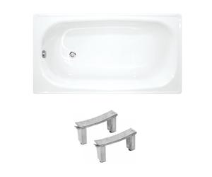 Riga 130x70 cm baignoire gain de place 150 L en acier émaillé avec pieds, gauche et droite, blanc (3403-SET)