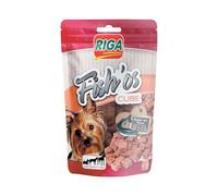 RIGA - Fish'Os Cube - Friandise Chien - Cube De Poisson - Riche en Protéines - Faible Teneur en Matière Grasse - sans Colorant Ni Additifs - Récompenses Naturelles Idéales - 80g