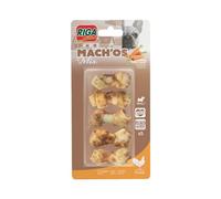 RIGA - Mach'os - Os Nœud pour Chien S - Peau De Buffle - Riche en Protéines - Au Poulet Et Carotte - Hygiène Buccale - Mastication Et Récompense - pour Petit Chien - x 5