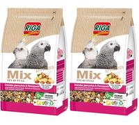 Riga - Menu Mix Grandes Perruches Et Perroquets - Nourriture pour Oiseaux - 20 Ingrédients - Arachides - Oligo-Eléments - Digestion, Croissance, Brillance Plumage - 0% Colorant/Conservateurs - 1,75kg