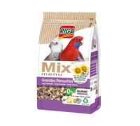 Riga - Menu Mix Grandes Perruches - Mix Vitaminé - Nourriture Oiseaux - Graines - Oligo-Eléments Et Coquilles De Mer Concassées - Croissance Et Brillance Plumage - 0% Colorant/Conservateurs - 900 g
