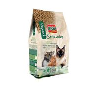 RIGA - Rigalit Strawies - Litière pour Chat Et Rongeurs - Granulés De Paille - Origine Végétale - Naturellement Absorbante - Litière Compostable- Neutralise Odeurs Et Bactéries - Durée 1 Mois - 4 kg
