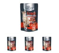 RIGA - SoCat Crock Anti-Boules De Poils - Friandises pour Chat - Biscuit Croquant Au Coeur Crémeux De Boeuf - Riche en Vitamines - sans Colorant Ni Conservateur - Récompense Idéale - 60 g (Lot de 4)