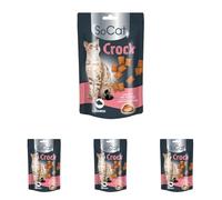 RIGA - SoCat Crock Au Saumon - Friandises pour Chat - Biscuit Croquant Au Coeur Crémeux - Riche en Vitamines - sans Conservateur - Récompense Idéale - 60 g (Lot de 4)