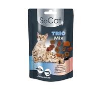 RIGA - SoCat Trio Mix - Friandises pour Chat - Assortiment Aux Saveurs De La Mer (Saumon, Crevette, Truite) - Biscuit Croquant - sans Colorant Ni Conservateur - Récompense Idéale 60 g
