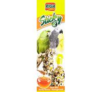 Riga - Sticky au Miel pour Perroquets - Baguettes Cuites au Four - Mélange de Graines, Céréales et Miel - Boite de 2 Baguettes Sticky