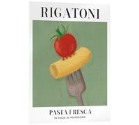 Rigatoni - Pasta Fresca Tableau en verre acrylique de Veronique Charron 30 x 40 cm Vert Tableaux Décoration murale