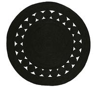 Rigaz Vogue - Tapis Rond en Jute Naturel Tressé à la Main Cercle Design Tapis pour la Décoration Intérieure, Noir (120x120 cm Round)