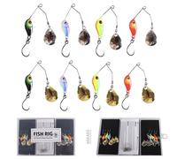 Rigged and Ready Micro Spinnerbaits Lot de 8 appâts 4 x 3,5 g d'or + 4 x 3,5 g d'argent 100 % sans ardillon et sans mauvaises herbes Longueur 5 cm