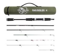 Rigged and Ready Smuggler 4 - Kayak Travel Fishing Rod - Compact Portable Spinning - 4 Tips 3 Lengths Max 154cm 5’ Min 108cm 3” 6” - Compact Rod 17' Case 19’