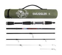 Rigged and Ready Smuggler 5 Travel Fishing Rod & Case. Compact Medium-Short Length 5.25’ (160cm) Rod, with 2 Tips, for Spin and General Fishing. for Fish up to 6lbs (3kg)