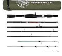 Rigged and Ready Smuggler Canne à pêche de Voyage 6 Baitcast avec étui Longueur de Canne 170 cm 190 cm 215 cm avec 3 Embouts pour pêche en Eau Douce et en mer