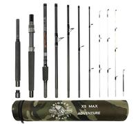 Rigged and Ready X5 Max Canne à pêche de Voyage puissante Super compacte et multifonctionnelle 1 Canne à pêche 9 Combinaisons 2,70 m 2,45 m 2,25 m + 4 Pointes Taille de Transport 43 cm