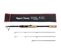 Rigged & Ready Canne à pêche télescopique Fish Rig Max Tele. La Seule Canne à pêche Spin-B.CAST au Monde. Longueurs de Canne 240 & 210 cm + 3 Pointes pour Lancer des Poids 0-15, 10-30, 20-50 g