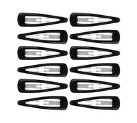 Righe e Pois Pince à cheveux - 12 pinces à cheveux clic clac en métal recouvert de caoutchouc - 7 cm - Lot de 12 pinces à cheveux (Noir)