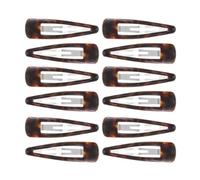 Righe e Pois Pince à cheveux - 12 pinces à cheveux clic clac en métal recouvert de caoutchouc - 7 cm - Lot de 12 pinces à cheveux (marron tortue)