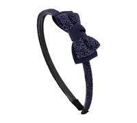 Righe e Pois - Serre-tête à cheveux pour fille avec double nœud Lurex/caneté, dents biseautées, structur flexible couverture tissu lurex, lot de 1 hairband (bleu, taille unique - flexible)