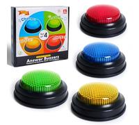 Right 20 Buzzer Lot de 4 Buzzer Blind Test Buzzers de Réponses Jouet interactif pour Salle de t Famille avec 4 Effets Sonores et Lumières