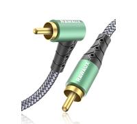 Right Angle RCA Audio Cable 5M with 24K Gold Plated Jack RCA Male to Male-Audio Coaxial Cable for Subwoofer,Speakers,Soundbar,Home Theater and HiFi Systems