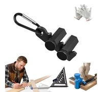 Right-Angle Ruler Clamp, Framing Square Attachment Jigs with Carabiner and Holder, for Carpentry & Circular Saw, Anti-Slip, Secure & High-Profile,Improves Precision (Black)