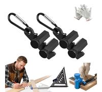 Right-Angle Ruler Clamp, Framing Square Attachment Jigs with Carabiner and Holder, for Carpentry & Circular Saw, Anti-Slip, Secure & High-Profile,Improves Precision (Black +Black)