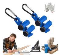 Right-Angle Ruler Clamp, Framing Square Attachment Jigs with Carabiner and Holder, for Carpentry & Circular Saw, Anti-Slip, Secure & High-Profile,Improves Precision (Blue +Blue)