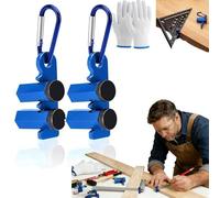 Right-Angle Ruler Clamp,Tall Stair Gauges for Framing Square, Aluminum Alloy 90 Degree Corner Anti-Slip Attachment Jigs for Carpentry, Stair and Rafter Layout (2Pcs* Blue)