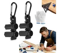 Right-Angle Ruler Clamp,Tall Stair Gauges for Framing Square, Aluminum Alloy 90 Degree Corner Anti-Slip Attachment Jigs for Carpentry, Stair and Rafter Layout (2Pcs* Black)