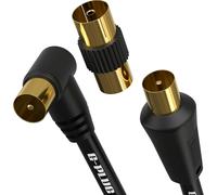 Right Angle TV Antenna Cable 10 m Long with Plug Adapter - Coaxial TV Cable AV M to M with RF Connector Coaxial Extension - FreeView, FreeSat, Sky Box, BT