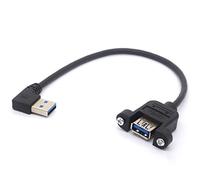 (Right) - Right Angled USB 3.0 Panel Mount Cable USB3.0 Male To Female with M3 Screw Panel Mount Extension Cord For Industrial Computer PC 30CM (Right)