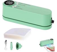 Rightfavour Mini Vacuum Sealer Wireless Portable | with 10 Vacuum Bags, 2025 New Mini Cordless Vacuum Sealer. Digital Display, for Chip Bags and Dry/Moist Food Storage (Green)