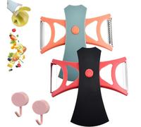 Rightfavour Multifunctional Grater, Rightfavour 2 in 1 Multifunctional Peeler Dual Sharp Stainless Steel Blades, for Fruits and Vegetables (black+orange)
