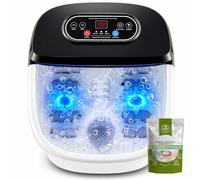 RIGHTMELL Spa pour pieds avec chaleur, bulles, ozone et lumière bleue | Chaleur réglable de 35 °C à 110 °F avec 8 rouleaux manuels pour un bain de pieds facile à la maison et une relaxation