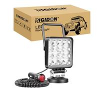 RIGIDON 1 Pcs 10 cm 4 pouces 48W feux de travail aimanté, phare de travail led carré, 12V 24V lampes de travail leds avec base magnétique, led spotlights pour offroad voiture camions SUV 4x4 tracteur