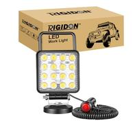 RIGIDON 1 Pcs 10 cm 4 pouces 48W feux de travail aimanté, phare led carré, 12V 24V lampe avec base magnétique, floodlights pour offroad Voiture camions SUV 4x4 tracteur, Blanche