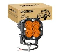 RIGIDON 1 x Phare de travail led, 3 pouces mini 30W 3000LM, 12V 24V lampe, projecteurs lumière feux de travail, spotlight pour offroad Voiture camion ATV 4x4 tracteur, feu antibrouillard, 3000K ambre