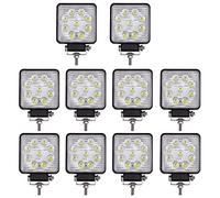 RIGIDON 10 Pcs 10 cm Carré phare de travail led, 4 pouces 27W 12V 24V lampe de travail led, led floodlights feux de travail pour offroad Voiture camions SUV 4x4 tracteur Bateau, feu antibrouillard