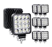 RIGIDON 10 Pcs Carré phare de travail led, 3.3 pouces mini 48W 12V 24V lampe de travail led, projecteurs lumière feux de travail pour offroad Voiture camions SUV 4x4 tracteur, feu antibrouillard