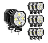RIGIDON 10 Pcs Mini Phare de travail led, 2.8 pouces 7 cm 16W 1600LM Projecteur LED 12V 24V Etanche IP67 Spot Feux Antibrouillard pour Offroad Voiture Camion SUV 4x4 Tracteur Moto
