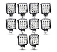RIGIDON 10 Pcs Phare de Travail led, 3.3 pouces 48W mini Projecteur lumière 12V 24V carré feux de travail led Étanche pour 4x4 Offroad Voiture Camion Tracteur SUV, 6000K Spot feux antibrouillard