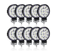 RIGIDON 10 Pcs Rond Phare de Travail led, 3.2 pouces 42W mini Projecteur lumière 12V 24V lampe de travail led pour 4x4 Offroad Voiture Camion Tracteur SUV Bateau, 6000K Spot feux antibrouillard