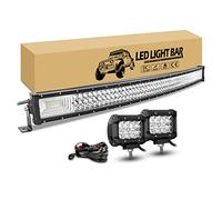 RIGIDON 105 cm Kit Barre Led 4x4 Incurvée avec 2 x 10 cm Feu antibrouillard | 42 Pouces 270W Longue Portée Barre lumineuse, 4" 36W Spot Rampe de Phare Led pour Offroad Véhicule Voiture Camion Quad SUV