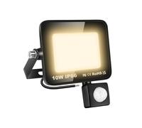 RIGIDON 10W Projecteur LED Avec Détecteur de Mouvement, 1000LM 3000K Blanc chaud Spot LED Extérieur Avec Détecteur IP66 Etanche, Éclairage de Sécurité Extérieur pour Jardin Patio Garage Terrasse