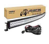 RIGIDON 130 cm 52 pouces 300W incurvée led light barre avec 12v faisceau de câblage kit, Barre d'éclairage pour offroad Voiture camions véhicules SUV 4x4, 6000K phare 4x4 feux antibrouillard
