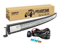 RIGIDON 130cm 52 pouces 675W incurvée led light barre avec 12V faisceau kit | étanche, 6000K blanc, barre lumineuse led, lampe auxiliaire, pour offroad véhicules voiture camions ATV SUV bateau tracteur
