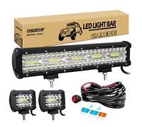 RIGIDON 15 pouces 38 cm 300W barre de led 4x4 avec 12V faisceau câblage kit | 2x 4 pouces 60W projecteurs, phares de travail led, barre lumineuse, pour offroad véhicules voiture camions 4x4 tracteur ATV