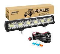 RIGIDON 17 pouces 45 cm 360W barre de led 4x4 avec 12V faisceau câblage kit | étanche, 6000K blanc, barre lumineuse led, éclairage, pour offroad véhicules voiture tracteur camions ATV 4x4, auxiliaire