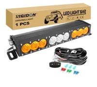 RIGIDON 1x 17 Pouces 50cm 90W Barre de LED 4x4 avec 12v Faisceau de câblage kit, Barre Lumineuse LED pour Offroad Véhicules Voiture camions ATV, Ambre Blanc feu antibrouillard, 2 Ans de Garantie